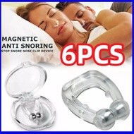 6PCS Stop Snoring Anti Snore Mouthpiece Apnea Guard Sleeping Aid Nose Clip White Blue Color Silicone