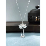 S925 silver lotus necklace - shiny silver lotus necklace
