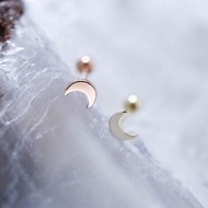 轉珠 14K 黃K金 小月亮耳環 鎖珠耳環 純K金耳環 可戴洗澡
