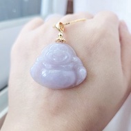 【親翠】天然翡翠 冰紫胖臉圓肚美佛公14K包金項鍊 | 佛系