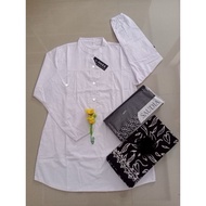 PUTIH White Hara Blouse Set with Rubber Sleeves + Thick Gloyor Sarong + Hijab