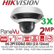 3x2MP Hikvision DS-2PT3326IZ-DE3  Hikvision PT3 Mini PanoVu Camera (2.8-12mm)(2mm)
