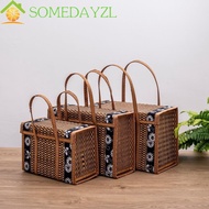 SOMEDAYMX Storage Basket Creative Bamboo Moon Cake Hand-Woven Special Camping Gift Box