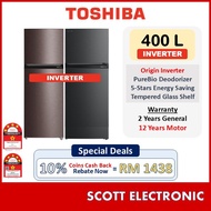 (Delivery by Seller Kedah & Penang) Toshiba 400L Inverter Refrigerator Fridge GR-RT468WE-PMY(58)(06)