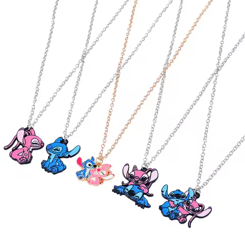 5-Piece Stitch Couple pendant Set - Disney Lilo & Stitch Matching , Ohana Love Gifts for Couples