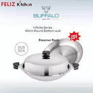 BUFFALO 40cm Infinite Series Wok |One-Piece Design | S/S 304 Round Bottom | 牛头牌40cm一体成型圆底炒锅