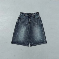 AirRoom 2025SS 9090 X pH-1 Korean Rapist Joint Rhinestone Denim Shorts Cropped Pants