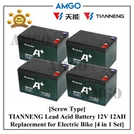 AMGO Original Tianneng Electric Bicycle Bike Motor E-Bike Battery 12V12AH Lead Acid Bateri Basikal E