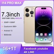 【รับประกัน 1 ปี】ส่งฟรี i14 pro max โทรศัพท์เคลื่อนที่ 5G 7.3นิ้ว เต็มจอ ขายดี สมาร์ทโฟน Ram 16GB+Rom 512GB สนับสนุนไทย 6800mAh โทรศัพท์มือถือ โทรศัพท์เล่นเก