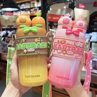 Long-Lasting Vacuum Flask Kapibara Dolphin Double Drinking Girls High-Value Children Straw Water Cup