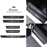 9 Pcs Geely Emblem Logo Sticker Car Door Sill Plate Carbon Fiber for Geely Okavango Coolray Accessor