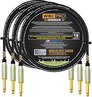 3 Units - 4 Foot - WBC-PRO-Pedal β 22 AWG - Low-Cap (18pF/ft) β Pro-Grade β Graphite-Based - Dual-Sh