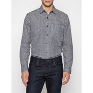 UNIQLO MEN LINEN BLEND RELAXED FIT GINGHAM SHIRT (XL)