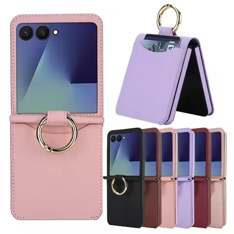 Flip Leather Case For Samsung Galaxy Z Flip7 Z Flip 7 6 5 4 3 Flip Case Phone Case Retro Phone Cover