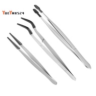 3 Pcs Rubber Tipped Tweezers Replacement 6Inch Straight Flat Tweezers &amp; 6Inch Bent Tip Tweezers &amp; 4.7Inch Pointed Tweezers