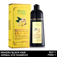 1+1 MOKERU BLACK HAIR HERBAL SHAMPOO DYE 500ML + 500ML