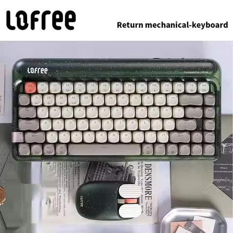 Lofree Wireless 2.4G Bluetooth 3-model Return Dot Mechanical Keyboard Mouse Set 84-keys for Laptop&C