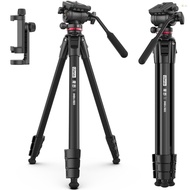 Ulanzi 160cm/62.99in Portable Camera Tripod Stand Aluminum Alloy Phone Tripod 6kg Load Capacity Photography Travel Tripod with Fluid Drag Pan Head Phone Holder Carrying Bag for Vl