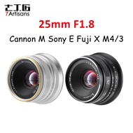 7artisans 25mm F1.8 Fixed Focus Micro Single Lens, Large Aperture Humanistic Lens, Suitable For Fuji Mount/Canon M Mount/Sony E Mount/m43