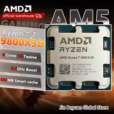 New AMD Ryzen™ 7 9800X3D Processor , 8C/16T 120W up to 5.2 GHz, 3D V-Cache L3=96M 100-100001084 Sock