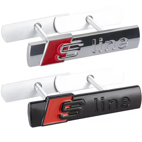 3D Metal Car Sline Letter Front Grille Emblem Decor Auto Accessories For Audi TT A1 A2 A3 A4 A5 A6 A