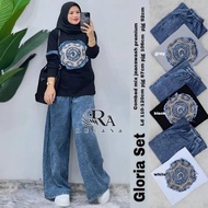 Gloria Set | Embossed Embroidered Combed 20s Jeans Set