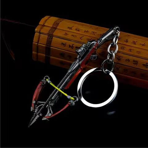 1 mini crossbow keychain pendant, aluminum alloy weapon model, cool arrow design, backpack accessory