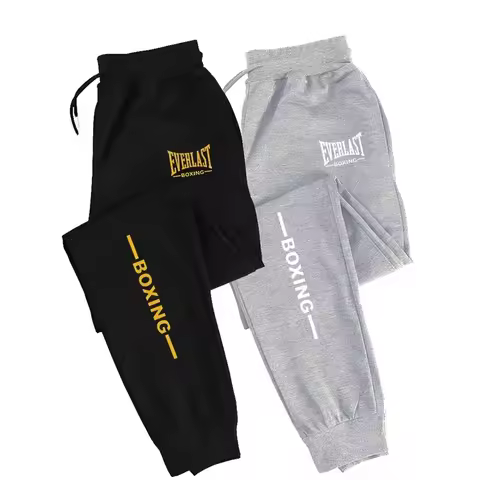 2025 Autumn Winter EVERLAST Printed Running Pants Men Outdoor Sports Fitness Pants Jogging Fleece Ca