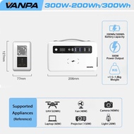 VANPA 200W สถานีไฟฟ้าแบบพกพาขนาดเล็ก 200Wh แบตเตอรี่ขนาดใหญ่ Powerbank พร้อม AC/DC/PD/USB/เอาต์พุตไร