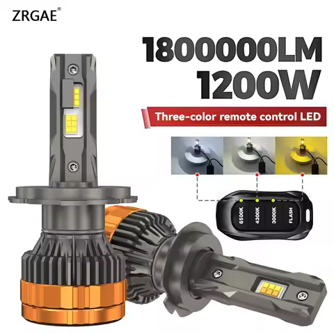 1200W H4 H7 H11 LED Headlights H1 H8 H9 H11 HB3 9005 HB4 9006 HIR2 9012 Strobe Lamp Remote Control T