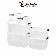 Pocketbee - Transparent Storage Box Organizer Stackable Container Waterproof With Wheels 15L/42L/47L