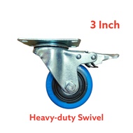3' HEAVY DUTY  RUBBER SWIVEL/RIGID/BRAKE CASTOR/CASTER ROLLER RODA TROLLEY WHEEL