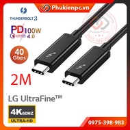 Thunderbolt 3 cable 2M long, 40GB speed Video, Audio display, 100W PD charging. For Macbook iMac, Ma