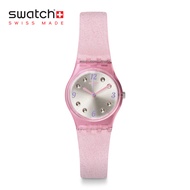 Swatch Lady ROSE GLISTAR LP132C Pink Transparent Silicon Strap Watch