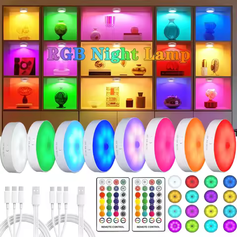 RGB White Led Night Light with Remote Control Dimmable Lamp Rechargeable Magnetic RGB Night Lamp Spo