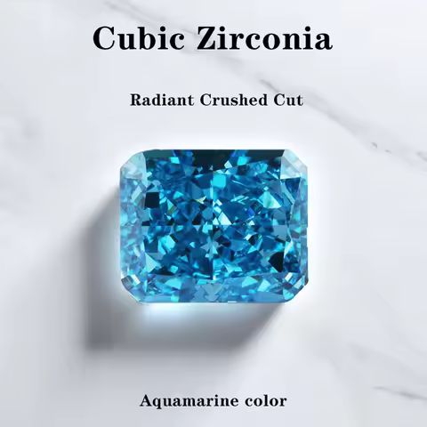Cubic Zirconia Aquamarine Radiant Crushed Ice Cut Cubic Zirconia Gemstones Zircon CZ 4K Cutting 5A+ 