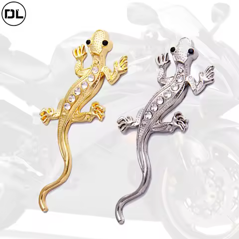 Diamond Gecko Metal Sticker Rhinestone Diamond Motorcycle Car Lizard Gecko Metal Sticker 3D Emblem S