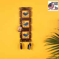 WH35 - Hand Painted Wooden Indian Key holder with 9 key hooks - Love Birds Design