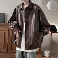 เสื้อแจ็คเก็ตผู้ชาย สไตล์อเมริกัน ระดับไฮเอนด์ สไตล์ฮ่องกง ปกเสื้อหนัง เสื้อโค้ทแขนยาวสุดเทรนด์ Jack