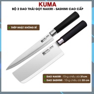 Bộ 2 Dao Thái Gọt Nakiri - Sashimi (Thép Nhật không rỉ) Dao Bếp KUMA cao cấp