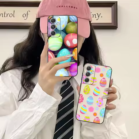 Easter Eggs Gift Phone Case for Samsung Galaxy S25 S24 S23 S22 S21 S20 S10 S9 Plus FE Ultra Lite Bla