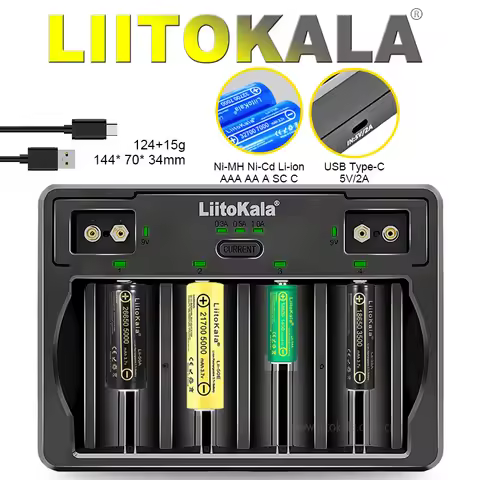 LiitoKala Lii-D4 9V 26650 18650 21700 18500 26700 16340 22650 AA AAA C SC D 3.7V 1.2V Lithium NiMH S