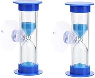 2Pcs Blue Toothbrush Timer for 2mins Sand Clock Timer 2 Minute Sand Timer, Plastic Suction Cup Hourg