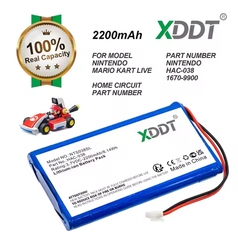 Game Console 2200mAh Battery For Nintendo:Mario Kart Live,Home Circuit,1670-9900,HAC-038, 9.14Wh Li-
