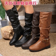 高跟鞋 2024 新款 高跟鞋 Autumn/Winter Women's Leather Boots - Low Heel, In Stock | European & American Style