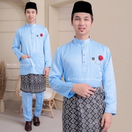 Baju Melayu Biru Muda Dusty Blue Baby Blue available plus size S-5XL saiz besar