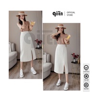 QIIEN Long Skirt Korean Style Ulzzang Slit Midi Skirt GV15