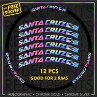 SANTA CRUZ Holographic/Oil Slick (12 pcs) Wheel Rim Sticker Decal for Mountain Bike/Road Bike