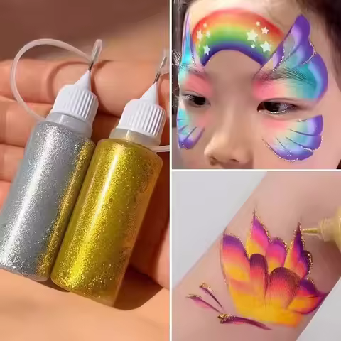 Watercolor outline glitter DIY face painting decoration gold glitter glue stage performance holiday 