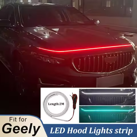 LINNUNU Dynamic LED Car Hood Lights Strip Engine Light Bar Headlights Daytime for Geely Series Monja